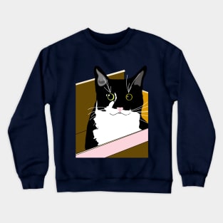 Cat in a box Cute Tuxedo Cat I can fit Copyright by TeAnne Crewneck Sweatshirt